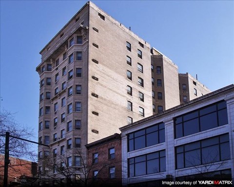 a tall building on the side of a building