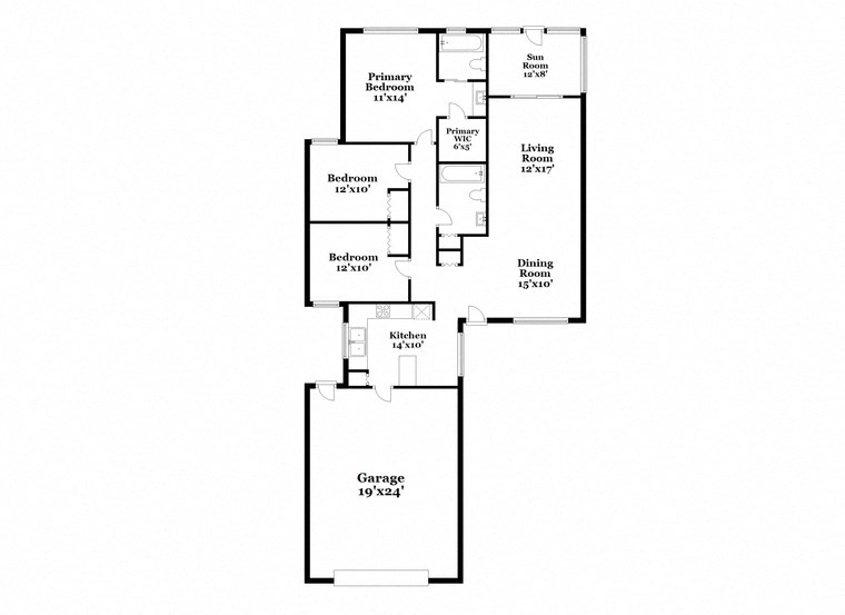 a floor plan of a house with two floors and a garage