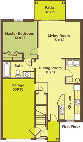 One Bedroom Apartment FloorPlan One Bedroom Apartment FloorPlan at Heritage Trail Apartments, Terre Haute, IN