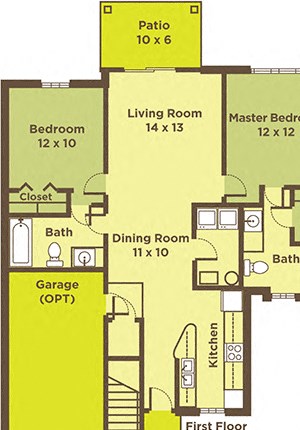 Two Bedroom Apartment FloorPlan Two Bedroom Apartment FloorPlan at Heritage Trail Apartments, Terre Haute, 47803