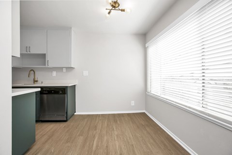 A kitchen with a dishwasher and a sink.