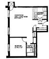 One bedroom, one bathroom apartment layout at The Dalhousie Place in Amherstburg, ON