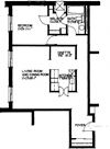 One bedroom, one bathroom apartment layout at Dalhousie Place in Amherstburg, ON