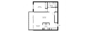 One bedroom, one bathroom apartment layout in Amherstburg, ON