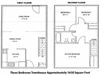 Enjoy generous modern living in upscale suites Floor plan of 3 bed, 1 bath, deluxe suite with balcony access at Tamarack Woods in Barrie, ON