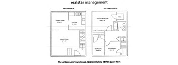 Floor plan of 3 bed, 1 bath, contemporary, luxury unit at Tamarack Woods in Barrie, ON
