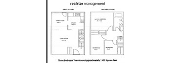 Floor plan of 3 bed, 1 bath, upscale unite with views of the city in Tamarack Woods in Barrie, ON