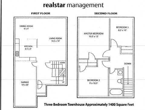 Floor plan of 3, 2 bath with garage at Tamarack Woods in Barrie, ON