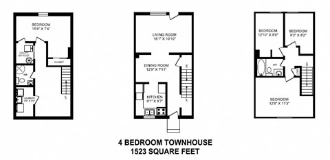 Floor plan of 4 bed, 2 bath, classic quality units and upscale design at Tamarack Woods in Barrie, ON