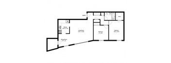 Two bedroom, one bathroom apartment layout at The Parkwood in Bellville, ON