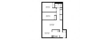 Floor plan of 2 bed, 1 bath, generous suites with balcony access at Bradford Place in Bradford, ON