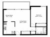 Enjoy spacious, open concept suites with city views Floor plan of 1 bed, 1 bath, generous, bachelor apartments at Park Place in Bradford, ON