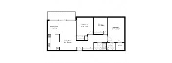 Floor plan of 3 bed, 2 bath, premium units with terrace access at Park Place in Bradford, ON