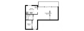 Floor plan of studio, 1 bath, spacious single suite at Park Place in Bradford, ON