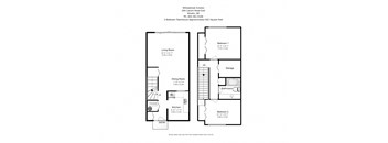 Two bedroom, one bathroom apartment layout at Willowbrook Estates in Brooks, AB