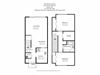 Two bedroom, one bathroom apartment layout at Willowbrook Estates in Brooks, AB
