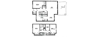 Three bedroom, one bathroom apartment layout at Willowbrook Estates in Brooks, AB