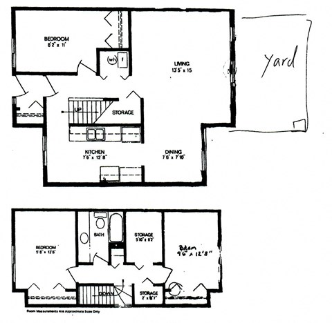 Three bedroom, one bathroom apartment layout at Willowbrook Estates in Brooks, AB