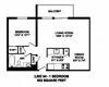 One bedroom, one bathroom apartment layout at Trillium Apartments in Cobourg, ON