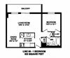 One bedroom, one bathroom apartment layout at Trillium Apartments in Cobourg, ON