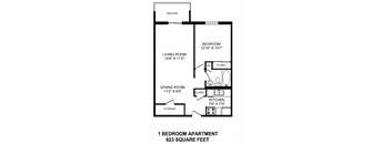 Floor plans of 1 bed, 1 bath, open concept, modern apartments at Mountain View in Collingwood, ON
