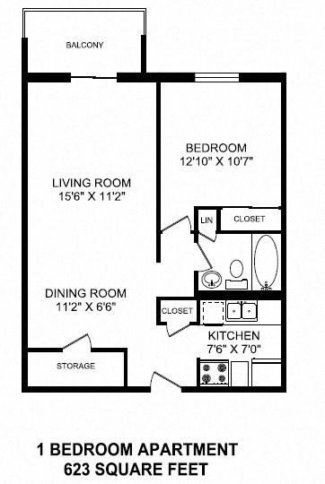 Floor plans of 1 bed, 1 bath, open concept, modern apartments at Mountain View in Collingwood, ON
