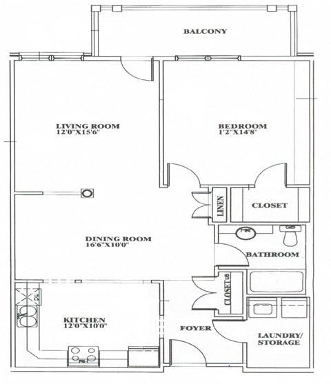 1 bed, 1 bath, balcony and amenity access
