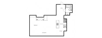Bachelor, one bathroom apartment layout at MacDonald Estates in Edmonton, AB
