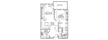 One bedroom, one bathroom apartment layout at Wellington Court Apartments in Edmonton, AB