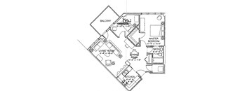 One bedroom plus den, one bathroom apartment layout at Wellington Court Apartments in Edmonton, AB