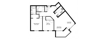Two bedroom, two bathroom apartment layout at Wellington Court Apartments in Edmonton, AB