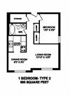 One bedroom, one bathroom apartment layout at High Street Apartments in Fort Erie, ON