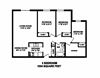 Three bedroom, one bathroom apartment layout at High Street Apartments in Fort Erie, ON