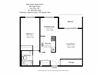 One bedroom, one bathroom apartment layout at High Street Apartments in Fort Erie, ON