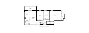 Three bedroom, one bathroom apartment layout at Silvercreek Towers in Georgetown, ON
