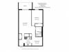 One bedroom, one bathroom apartment layout at Southwood Apartments in Guelph, ON