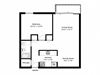 One bedroom, one bathroom apartment layout at Pembridge Square In Kingston, ON