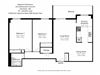Two bedroom, one bathroom apartment layout at Highpoint Kitchener in Kitchener, ON