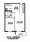 One bedroom, one bathroom apartment layout at Capitol Hill Apartments in Kitchener, ON