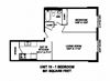 One bedroom, one bathroom apartment layout at Capitol Hill Apartments in Kitchener, ON