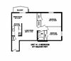 Two bedroom, one bathroom apartment layout at Capitol Hill Apartments in Kitchener, ON