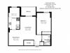 One bedroom, one bathroom apartment layout at Cedarwoods Tower in Kitchener, ON
