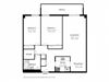 Two bedroom, one bathroom apartment layout at Leamington Heights in Leamington, ON