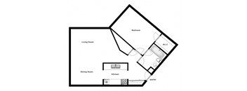 One bedroom, one bathroom apartment layout at Springbank Apartments in London, ON