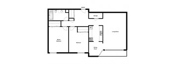 Two bedroom, one bathroom apartment layout at Springbank Apartments in London, ON