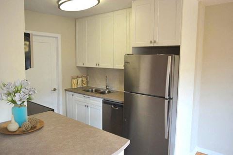 Somerset Place modern kitchen with stainless steel appliances in London, ON