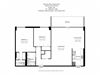 Two bedroom, one bathroom apartment layout at Somerset Place Apartments in London, ON