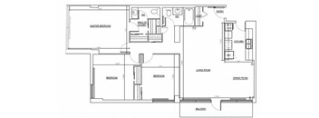 Three bedroom, one bathroom apartment layout at Somerset Place Apartments in London, ON