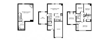 Four bedroom plus den, one bathroom apartment layout at Waterford Townhouses in Mississauga, ON