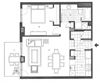 One bedroom, one bathroom apartment layout at Excelsior Apartments in Montreal, QC